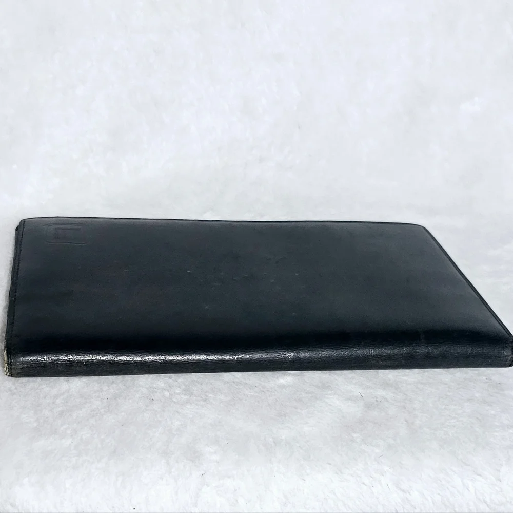 Dunhill Vintage Mens Black Leather Long Coat Wallet